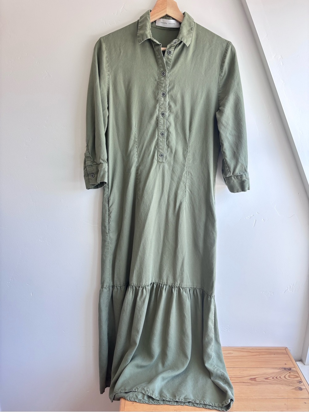 Joseph Janard Neutral minimalist maxi ruffle hem dress Sz 34 XS 2